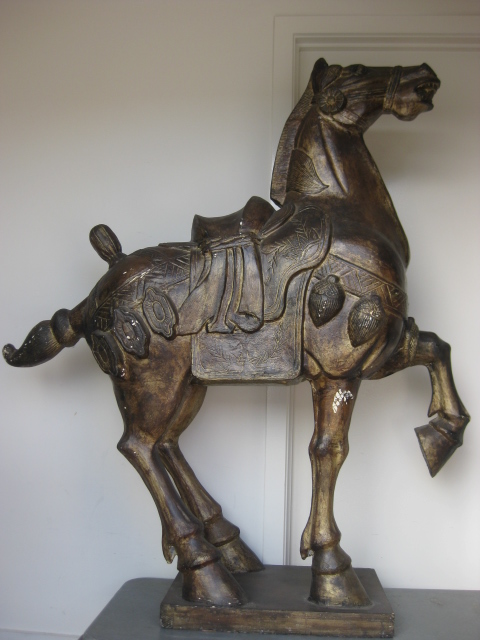 STATUE, Chinese Ming Dynasty Horse 1.4m L x 1.6m H (Lightweight)